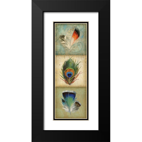 2-Up Feather Triptych I Black Modern Wood Framed Art Print with Double Matting by Goldberger, Jennifer