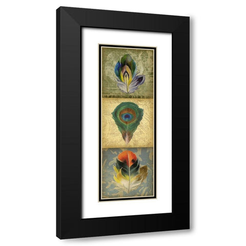 2-Up Feather Triptych II Black Modern Wood Framed Art Print with Double Matting by Goldberger, Jennifer