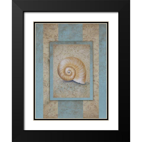 Shell and Damask Stripe I Black Modern Wood Framed Art Print with Double Matting by Broughton, Rita