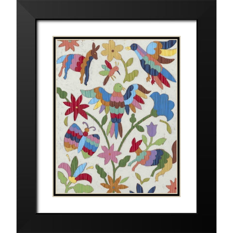 Otomi Embroidery II Black Modern Wood Framed Art Print with Double Matting by Zarris, Chariklia