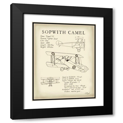 Sopwith Camel Black Modern Wood Framed Art Print with Double Matting by Friel, Tara