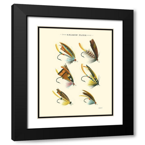 Salmon Flies I Black Modern Wood Framed Art Print with Double Matting by Vision Studio