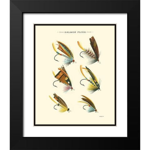 Salmon Flies I Black Modern Wood Framed Art Print with Double Matting by Vision Studio