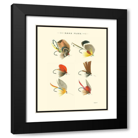 Bass Flies II Black Modern Wood Framed Art Print with Double Matting by Vision Studio