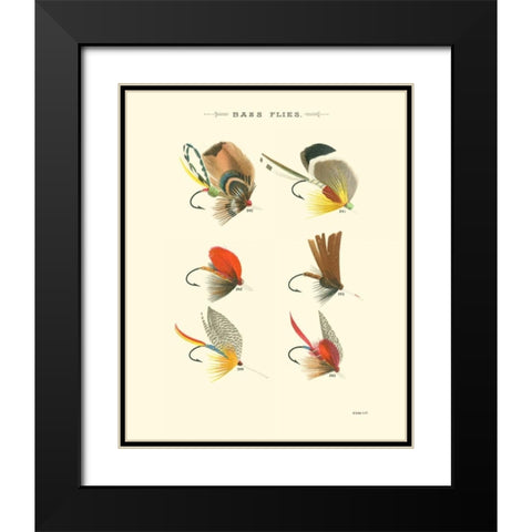 Bass Flies II Black Modern Wood Framed Art Print with Double Matting by Vision Studio