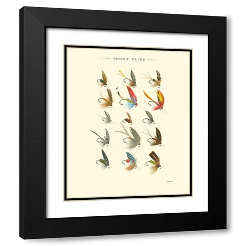 Trout Flies I Black Modern Wood Framed Art Print with Double Matting by Vision Studio
