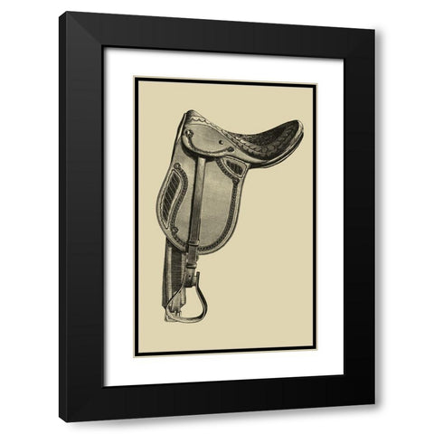 Antique Saddle II Black Modern Wood Framed Art Print with Double Matting by Vision Studio