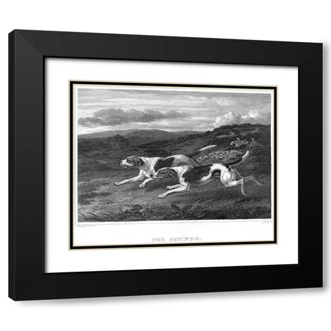 Foxhounds Black Modern Wood Framed Art Print with Double Matting by Scott, John