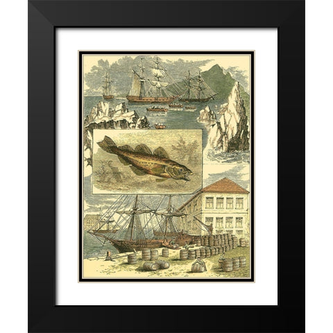 Fishermans Vignette II Black Modern Wood Framed Art Print with Double Matting by Vision Studio