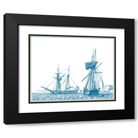 Sailing Ships in Blue IV Black Modern Wood Framed Art Print with Double Matting by Baugean