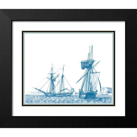 Sailing Ships in Blue IV Black Modern Wood Framed Art Print with Double Matting by Baugean