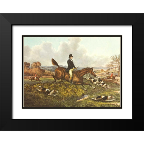 The English Hunt VII Black Modern Wood Framed Art Print with Double Matting by Henry, Alken