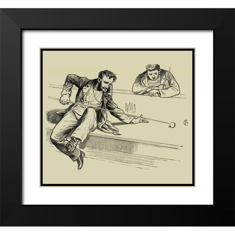 Pool Hall Antics VII Black Modern Wood Framed Art Print with Double Matting by Unknown