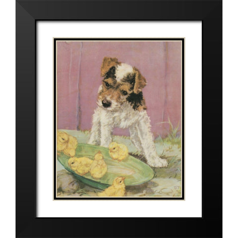 Terrier Trouble II Black Modern Wood Framed Art Print with Double Matting by Unknown