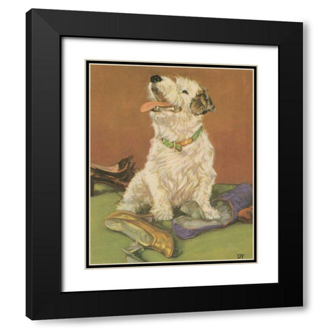 Terrier Trouble III Black Modern Wood Framed Art Print with Double Matting by Unknown
