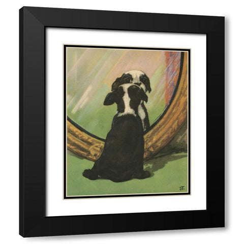 Terrier Trouble IV Black Modern Wood Framed Art Print with Double Matting by Unknown