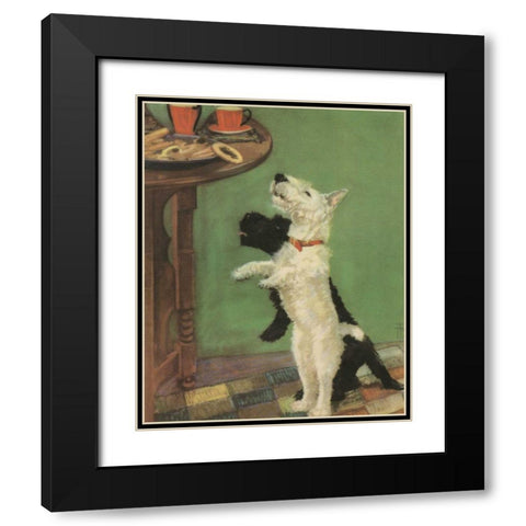 Terrier Trouble V Black Modern Wood Framed Art Print with Double Matting by Unknown