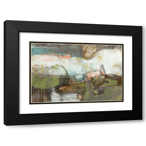 Pieced Earth II Black Modern Wood Framed Art Print with Double Matting by Goldberger, Jennifer