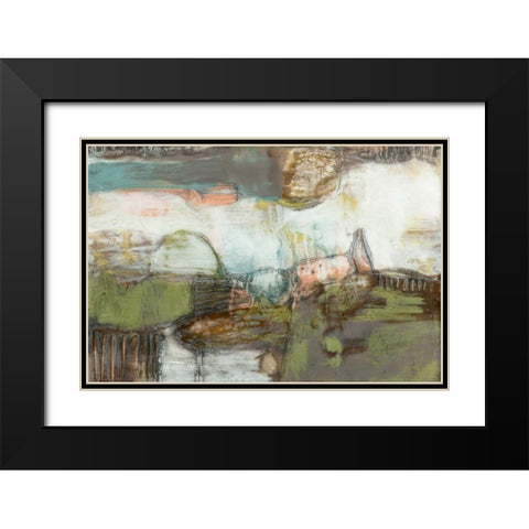 Pieced Earth II Black Modern Wood Framed Art Print with Double Matting by Goldberger, Jennifer