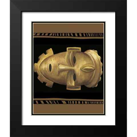 African Mask IV Black Modern Wood Framed Art Print with Double Matting by Zarris, Chariklia