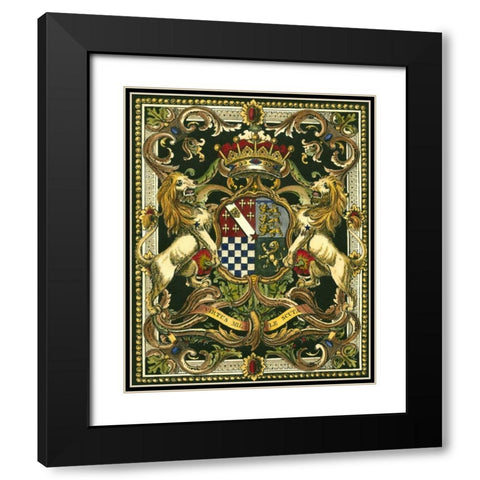 Crest on Black II Black Modern Wood Framed Art Print with Double Matting by Vision Studio
