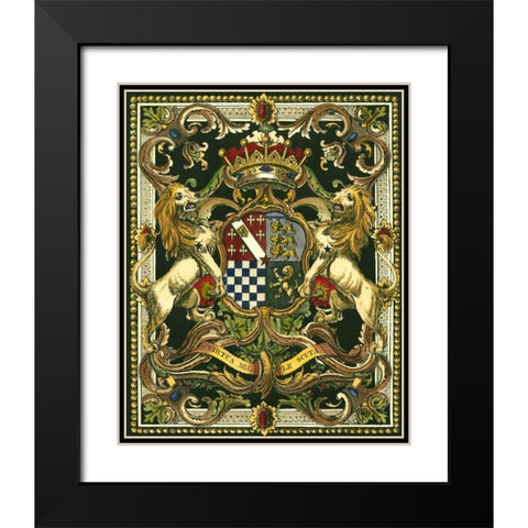 Crest on Black II Black Modern Wood Framed Art Print with Double Matting by Vision Studio