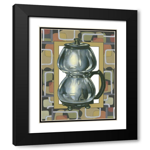 Junes Coffee Pot Black Modern Wood Framed Art Print with Double Matting by Bookman, D.