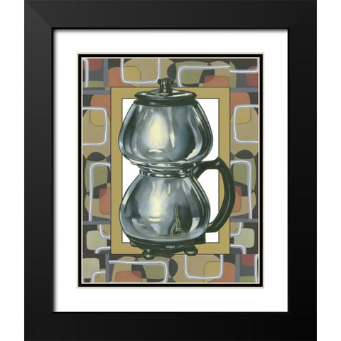 Junes Coffee Pot Black Modern Wood Framed Art Print with Double Matting by Bookman, D.
