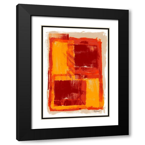 Monoprint III Black Modern Wood Framed Art Print with Double Matting by Stramel, Renee W.