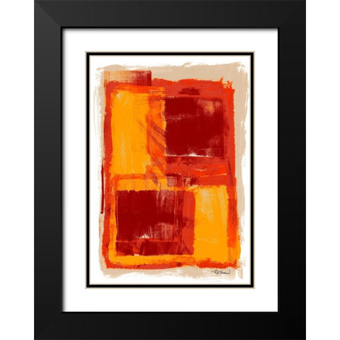Monoprint III Black Modern Wood Framed Art Print with Double Matting by Stramel, Renee W.