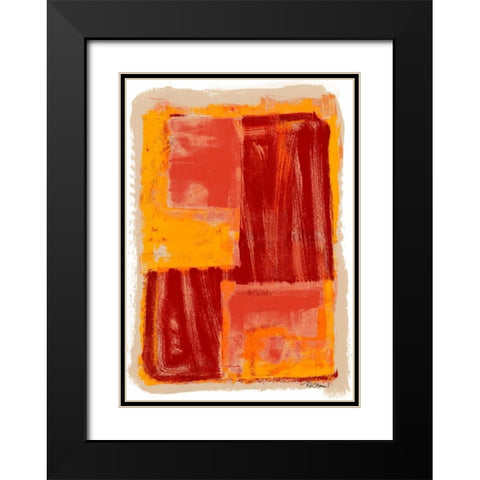 Monoprint IV Black Modern Wood Framed Art Print with Double Matting by Stramel, Renee W.