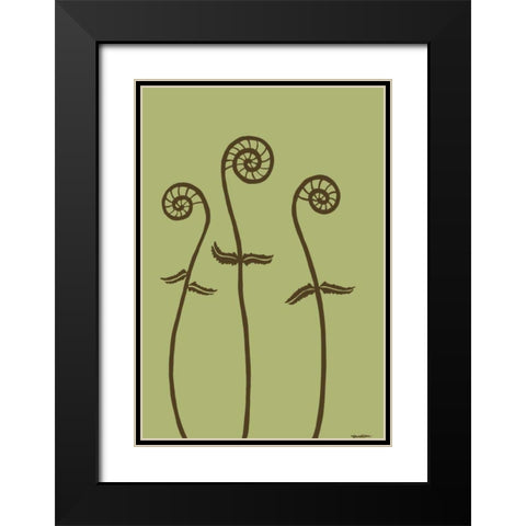 Dichromatic Fiddleheads I Black Modern Wood Framed Art Print with Double Matting by Lam, Vanna