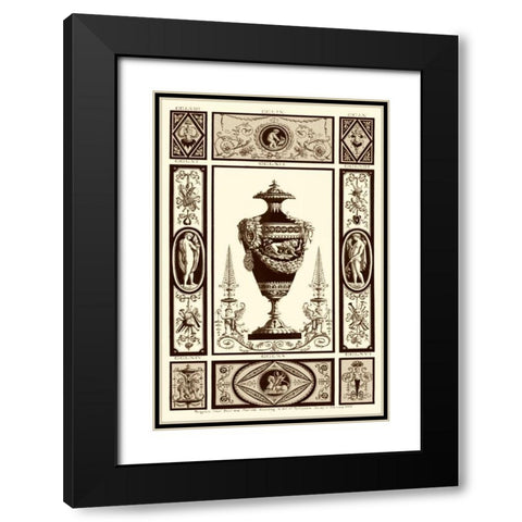 Sepia Pergolesi Urn II Black Modern Wood Framed Art Print with Double Matting by Pergolesi, Michel