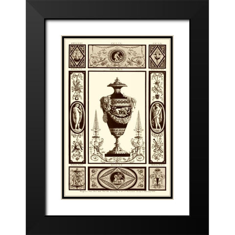 Sepia Pergolesi Urn II Black Modern Wood Framed Art Print with Double Matting by Pergolesi, Michel
