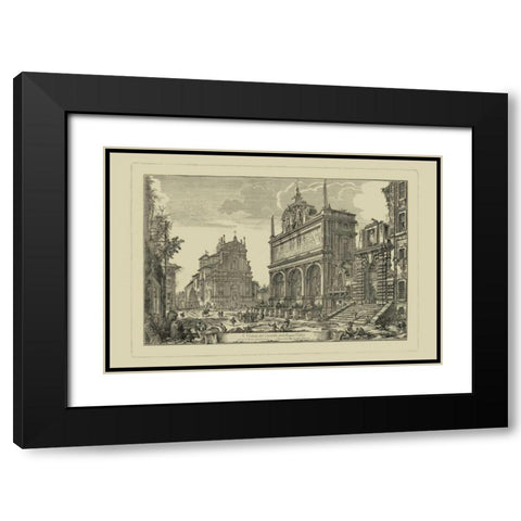 Piranesi View of Rome III Black Modern Wood Framed Art Print with Double Matting by Piranesi