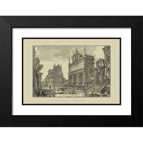 Piranesi View of Rome III Black Modern Wood Framed Art Print with Double Matting by Piranesi