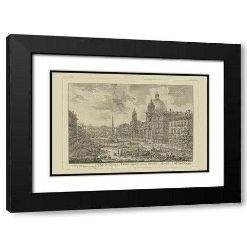 Piranesi View of Rome VI Black Modern Wood Framed Art Print with Double Matting by Piranesi