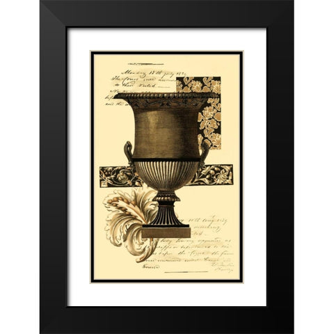 Custom Transitional Sepia Urn I Black Modern Wood Framed Art Print with Double Matting by Vision Studio