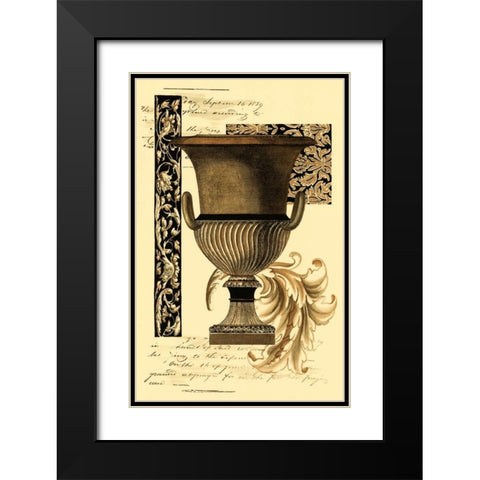 Custom Transitional Sepia Urn II Black Modern Wood Framed Art Print with Double Matting by Vision Studio