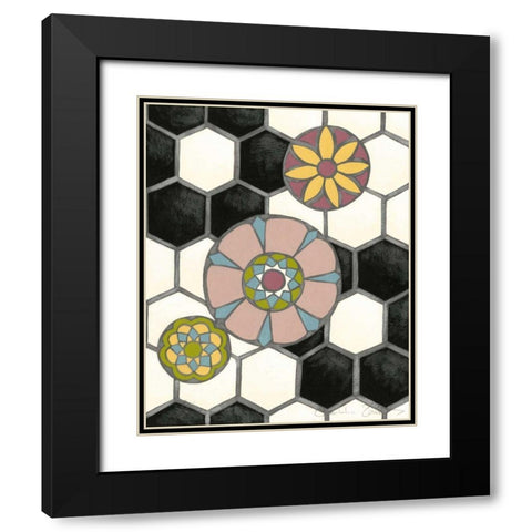 Tileworks I Black Modern Wood Framed Art Print with Double Matting by Zarris, Chariklia