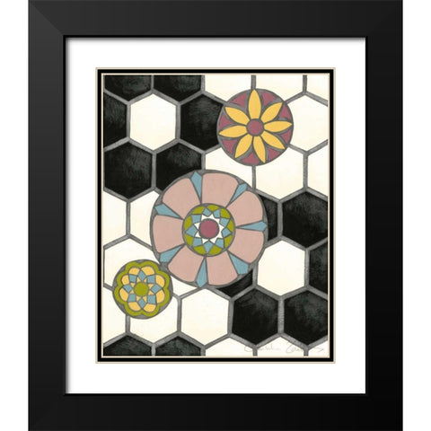 Tileworks I Black Modern Wood Framed Art Print with Double Matting by Zarris, Chariklia