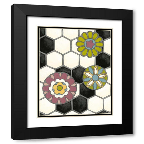 Tileworks III Black Modern Wood Framed Art Print with Double Matting by Zarris, Chariklia