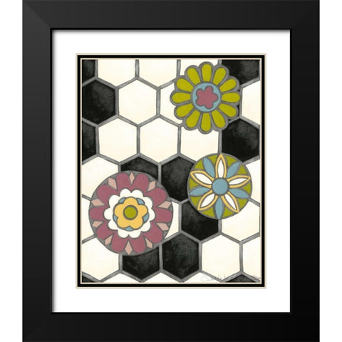 Tileworks III Black Modern Wood Framed Art Print with Double Matting by Zarris, Chariklia