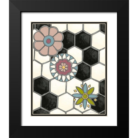 Tileworks IV Black Modern Wood Framed Art Print with Double Matting by Zarris, Chariklia