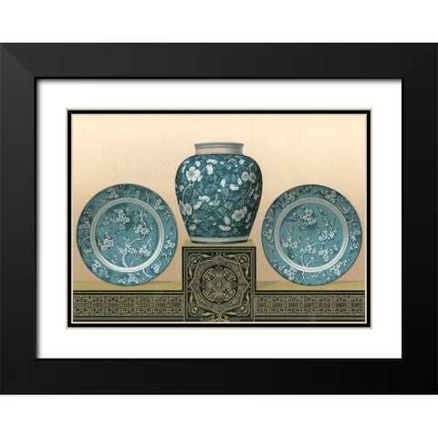 Porcelain in Teal I Black Modern Wood Framed Art Print with Double Matting by Audsley, George