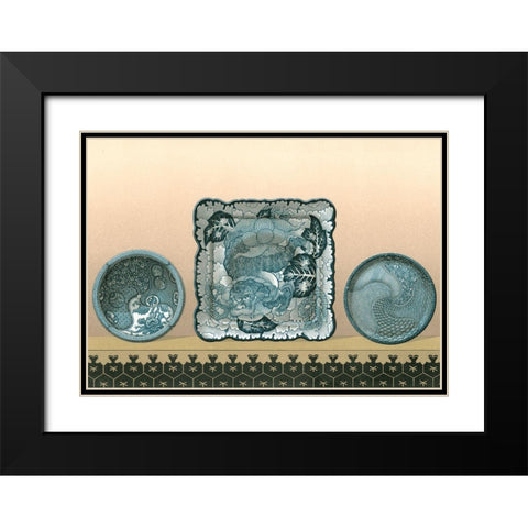 Porcelain in Teal II Black Modern Wood Framed Art Print with Double Matting by Audsley, George
