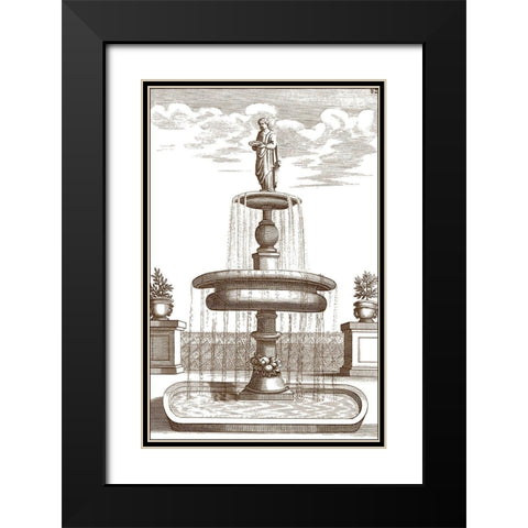 Courtyard Fountain II Black Modern Wood Framed Art Print with Double Matting by Vision Studio