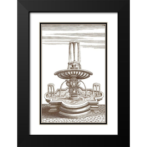 Courtyard Fountain V Black Modern Wood Framed Art Print with Double Matting by Vision Studio