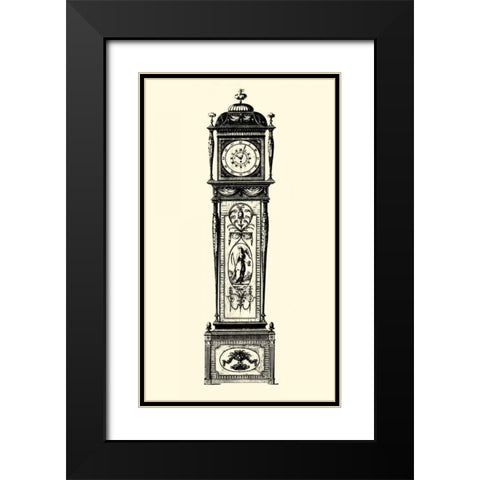 Small Antique Grandfather Clock I Black Modern Wood Framed Art Print with Double Matting by Vision Studio