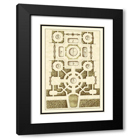 Small Garden Maze III Black Modern Wood Framed Art Print with Double Matting by Blondel, J.F.